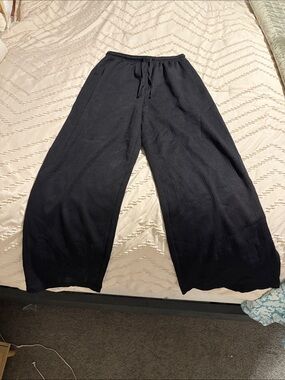 H&M Wide Leg Black Ribbed Knit Pants